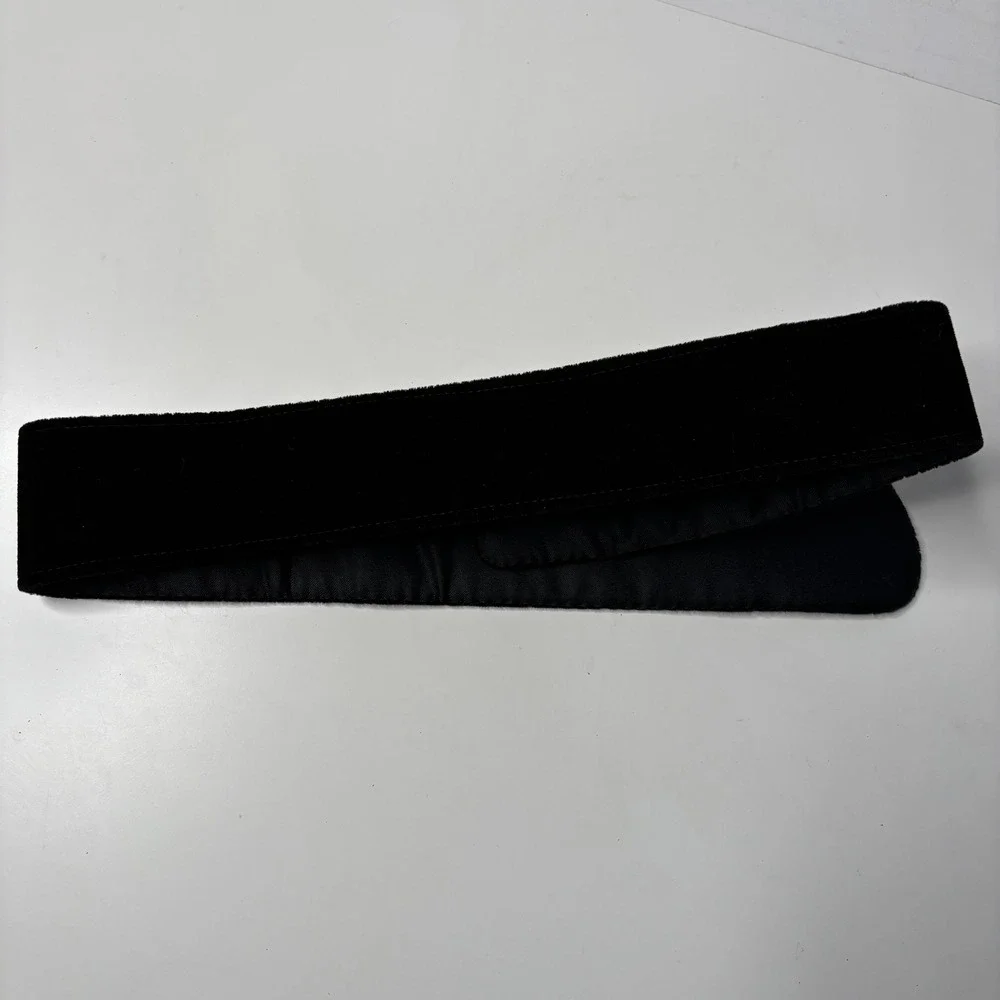 VTG Carla Marchi Black Velvet Beaded‎ Flower Snap Closure Waist Belt OS Goth 80s